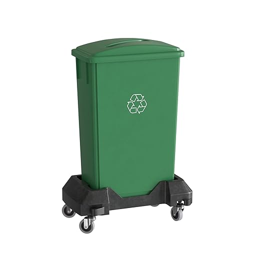 23 Gallon Green Recycle Slim Jim Trash Can with Paper Slot and Dolly