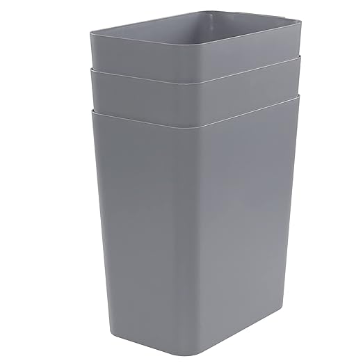 3-Pack 4.5 Gallon Trash Can, Gray Waste Bin for Under Desk, Kitchen, Home, Office
