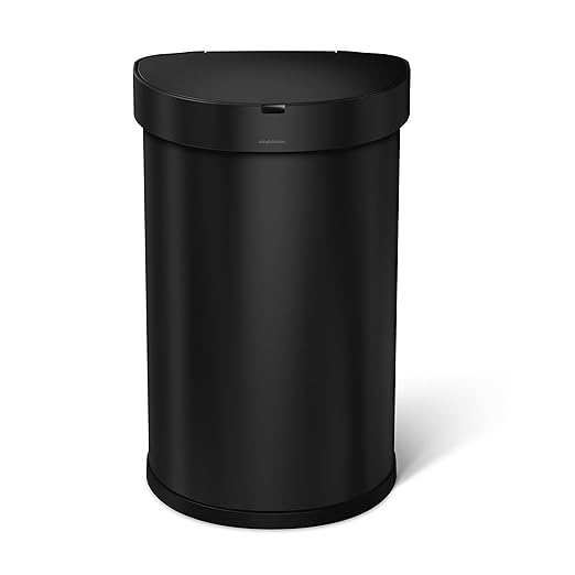 simplehuman 45L semi-Round Sensor can, Matte Black Steel