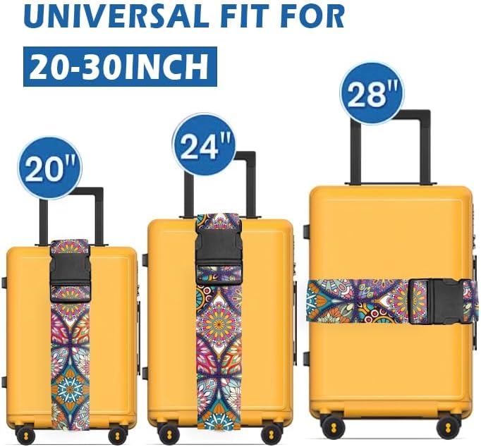 Luggage Straps for Suitcases Travel Belt Accessories, Cute Suitcase Strap, Adjustable Luggage Belt Strap, Heavy Duty with Quick-Release Buckle Luggage Strap Luxury Mandala Pattern