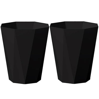 2 Pack Small Trash Can 1.8 Gallon Waste Basket Bathroom Garbage Bin for Dorms Toilets Bedrooms kitchends Offices,Black