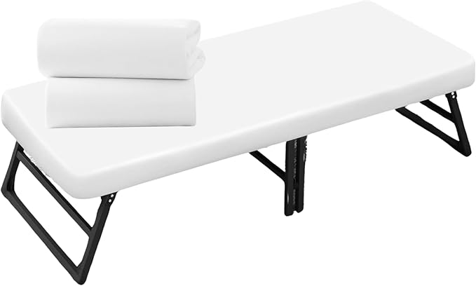 Lukeville's Cot Sheet 31" x 75", Daycare for Cot Size Mattress Sheets Pack of 2 Fitted Narrow Twin/Camp Bunk/Rvs Bunk/Trifold Mattress, Soft and PolyBlend Microfiber Cover for Toddler,White