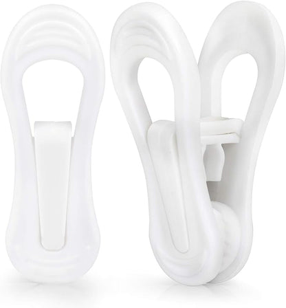 Tinfol White Plastic Hanger Clips, 50 Pack Hanger Clips- Strong Pinch Grip Finger Clips for Plastic Clothes Hangers, Multi-Purpose Hangers Clips