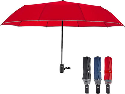 FDJASGY Windproof Travel Umbrella with Teflon Coating Auto Open Close Lightweight Sun&Rain Umbrella with 10 Rib Construction and Reflective Stripe Zipper Pouch