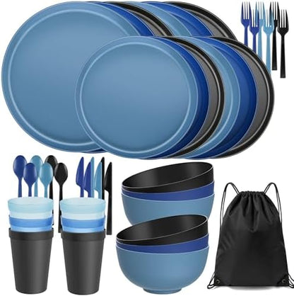 42 Piece Dinnerware Set for 6, Unbreakable Plates and Bowls Sets