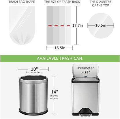 180 Counts 2 Gallon (1.8-2 Gal) Small Trash Bags Garbage Bags by RayPard, fit 1.6,1.8,2,2.2 Gal Waste Basket, 6.5-7 Liter Strong Trash Can Liners for Home Office Kitchen Bathroom Bedroom, Clear