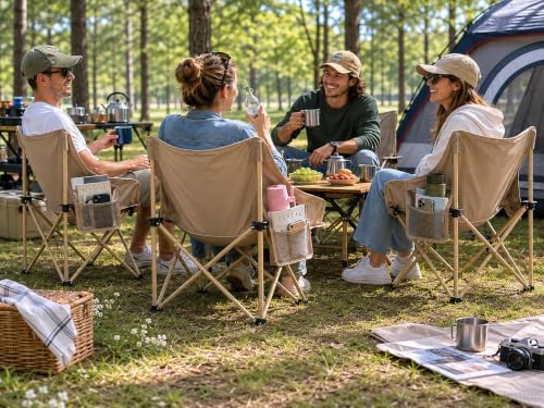 Folding Camping Chair Set, 4 Pack Portable Outdoor Chairs