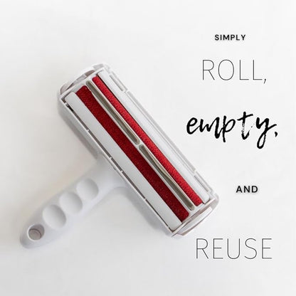 Reusable Pet Hair Remover & Lint Roller – Washable, Portable Tool for Dog & Cat Hair Removal on Clothes, Furniture, Carpet & Car – Effective Roller for Easy Fur & Lint Removal (Red)