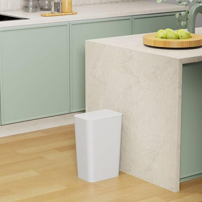 N. NETDOT 3 Pack 2.6 Gallon / 10L Bathroom Trash Can with Lid,Kitchen Garbage Can Small Trash Bin Waste Basket for Bathroom,Kitchen,Bedroom,Living Room,Office - Off White