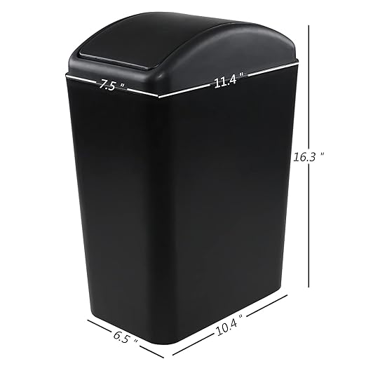 4.5 Gallon Trash Can with Swing Top Lid, Plastic Garbage Bin with Lid, Black, 3-Pack