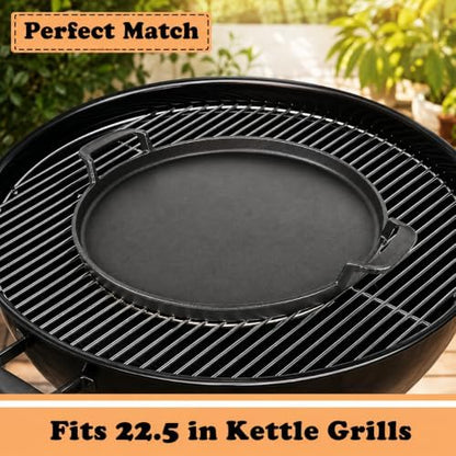 Hisencn 7421 12 Inch Cast Iron Griddle for Weber Original Kettle 22 1/2