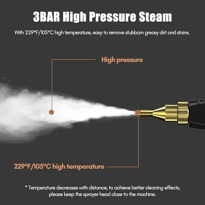 Decdeal Steam Cleaner - 2500W High Temperature Pressurized Handheld Steam Cleaning Machine with Brush Heads and Gloves, for Car Floors Kitchen Furniture Bathroom Windows
