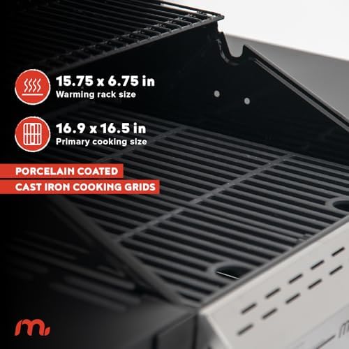 Megamaster Deluxe 2 Burner Gas Grill, Compact Design with Foldable Shelves