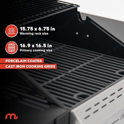 Megamaster Deluxe 2 Burner Gas Grill, Compact Design with Foldable Shelves