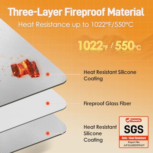 Heat Resistant Mats for Countertop fits Tabletop Grill, 25x19x0.04in, Grey
