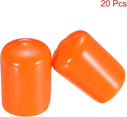 uxcell 20pcs Rubber End Caps 15mm(9/16") ID Vinyl PVC Round Tube Bolt Cap Cover Screw Thread Protectors,Orange