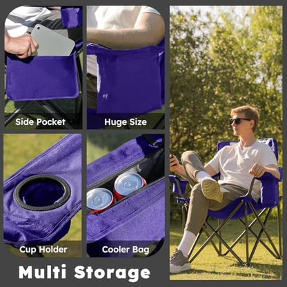 Colegence Oversized Heavy Duty Camping Chairs, 2 Pack, 450 lb, Deep Purple