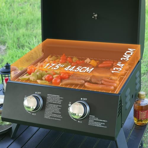 Portable Grill Propane. 18,000 BTU Portable Gas Grill With Dual Burners,Table Top Grill Propane Twist-Start Ignition, Perfect For Camping, Tailgating, And Grilling, With Easy Installation.