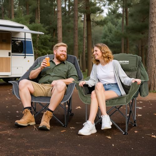 Huskfirm Oversized Camping Chair,Padded Camping Chairs Support 450LBS, Grey