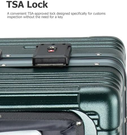 feilario 20in Aluminium Frame PC Hard Shell Spinner Wheels Luggage, Built-In TSA lock Carry on Suitcase, with Cup Holder, USB Port, Phone Holder