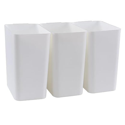 Xyskin 3 Pack Plastic Trash Wastebasket, Garbage Cans, Deskside Garbage Bin, White, 4.5 Gallon