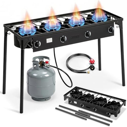 Outvita 4 Burner Propane Gas Stove for Outdoor Cooking, 300,000 BTU