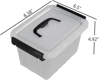 Small Plastic Storage Box, 6-Pack 3 Liter Storage Bins with Lid