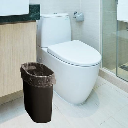 Small Trash Can Plastic Bathroom Wastebasket 3.2 Gallon Slim Garbage Container Bin with Handle for Home Kitchen Bathroom Bedroom Office, 2 Pack (Brown)