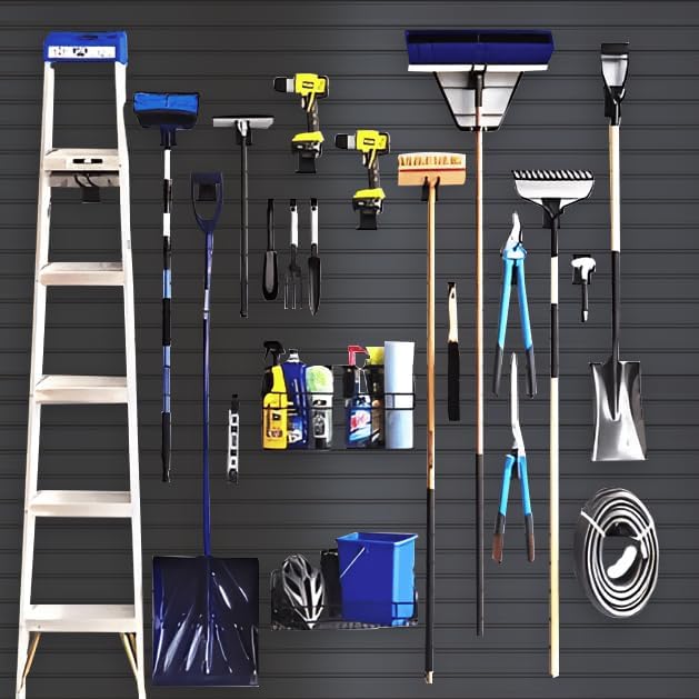 NeatiEase Slatwall Panel Wall Storage Systems, 2 x 4ft Slat Wall Paneling Garage Wall Organizer, Heavy Duty Wall Mounted PVC Wall Rack (Black)