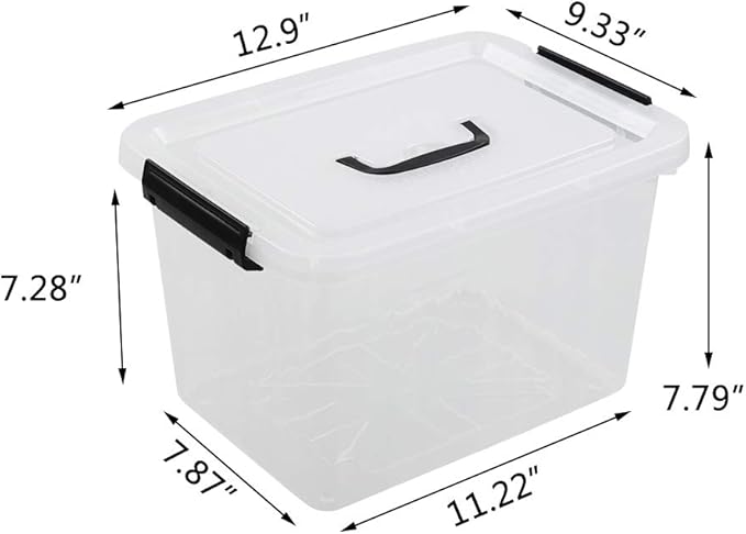 10 L Clear Plastic Latching Box, Plastic Storage Bin with Lids, 4-Pack