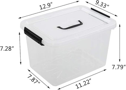10 L Clear Plastic Latching Box, Plastic Storage Bin with Lids, 4-Pack
