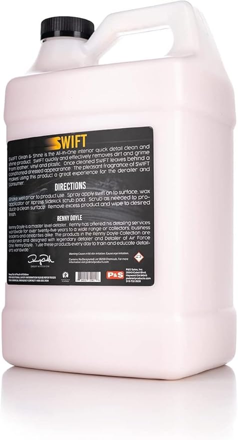 P & S Professional Detail Products Swift Clean & Shine - Interior Cleaner & Protectant for Leather, Vinyl, Plastic - Cleans, Conditions & Leaves a Satin Finish - Fresh Scent - 1 Gallon