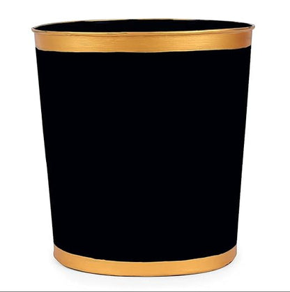 Jaye’s Studio Mattie Oval Wastebasket – Handpainted Pink Trash Can For Bathroom Office, Vanity, or Bedroom Trash Bin, Metal Trash Can Gold Trim, Pink Waste Basket & Garbage Can for Gold Bathroom Decor