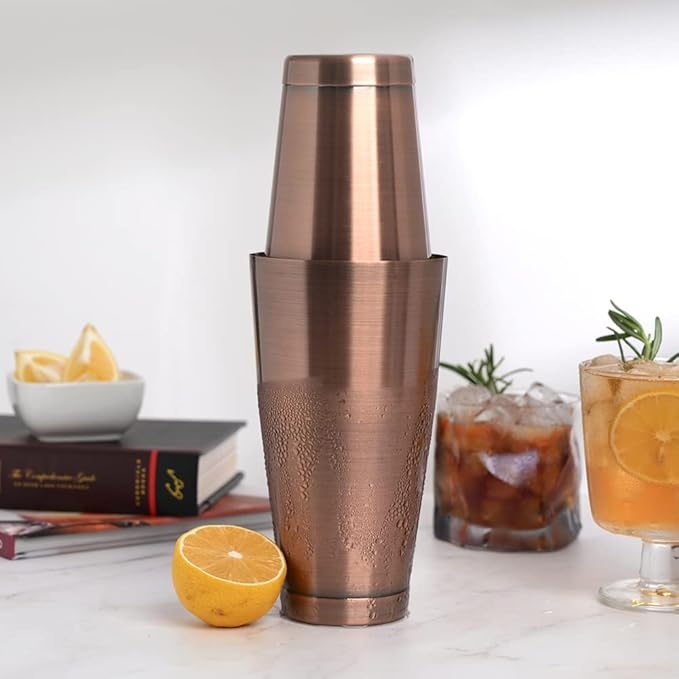 Boston Cocktail Shaker Antique Copper, Cocktail Shaker Tins Weighted, Bar Shaker Set Bartender Shakers for Bartending - Martini Shaker Stainless Steel Drink Mixer | Bar Tools Metal Shaking Tin