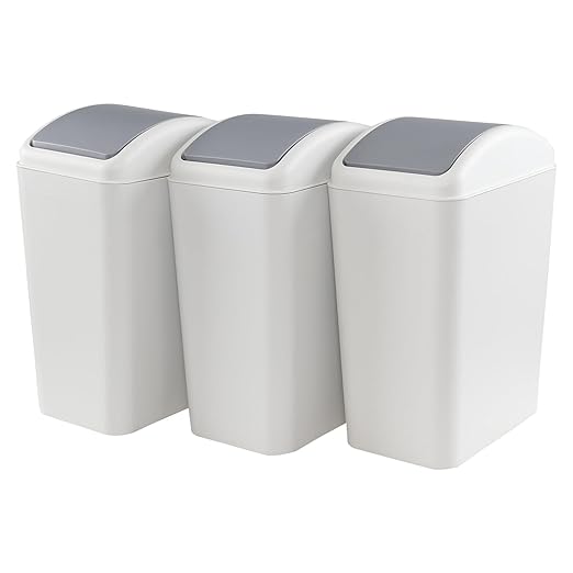 4.5 Gallon Swing Top Garbage Can, Plastic Trash Bin with Lid, 3 Pack
