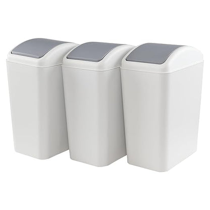 4.5 Gallon Swing Top Garbage Can, Plastic Trash Bin with Lid, 3 Pack