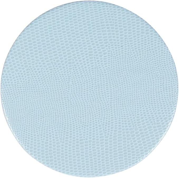 Caspari Soft Aqua Lizard Round Coasters – 4” Decorative Faux Leather Coasters