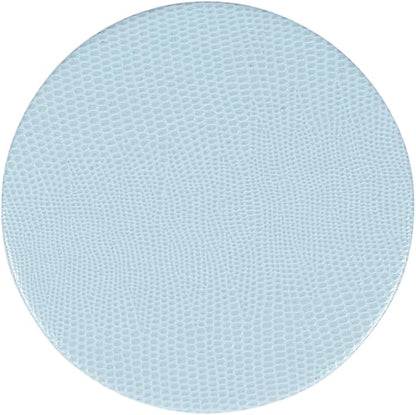 Caspari Soft Aqua Lizard Round Coasters – 4” Decorative Faux Leather Coasters