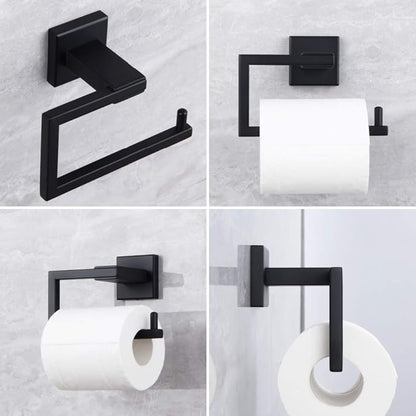 Matte Black Toilet Paper Holder SUS 304 Stainless Steel Wall Mounted Toilet Tissue Roll Holder for Bathroom