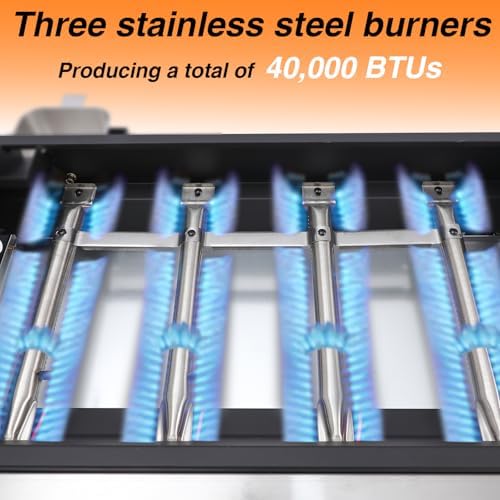 Propane Gas Griddle 4-Burner, Flat Top Grill Griddle, Outdoor Gas Stove with Foldable Side Tables, Wheels - 40,000 BTUs Output, 291 sq.in Cooking Area, for Patio Barbecue, Backyard, BBQ