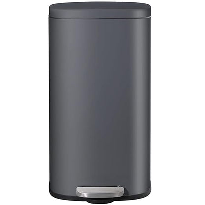 AthLike Trash Can, Stainless Steel Kitchen Garbage Can, Step Waste Bin with Hinged Lid and Removable Inner Bucket, Soft-Close, Dustbin for Bathroom Bedroom Living Room Home (Grey, 8 Gal)