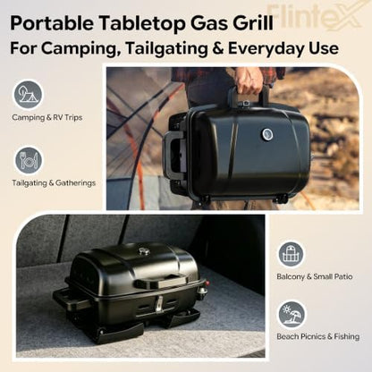Flintex Portable Propane Gas Grill, Tabletop Camping Compact Design