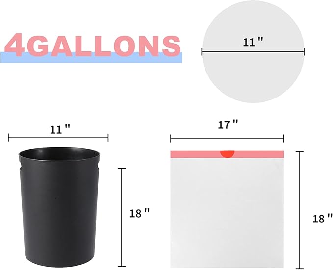 Small Trash Bag 4 Gallon Drawstring Garbage Bags For Small Trash Cans 2-4 Gallon, Office kitchen Bathroom, Thickened Stretchy (100 Count)