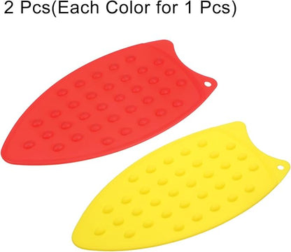 HARFINGTON 2pcs Silicone Iron Rest Pad, Multipurpose Iron Hot Resistant Mat Iron Rest Plate for Ironing Board Hot Heat Resistant Steam Compact Mat, Red/Yellow