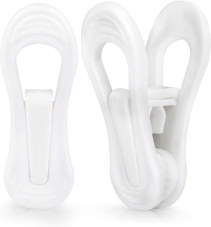 Tinfol White Plastic Hanger Clips, 24 Pack Hanger Clips- Strong Pinch Grip Finger Clips for Plastic Clothes Hangers, Multi-Purpose Hangers Clips