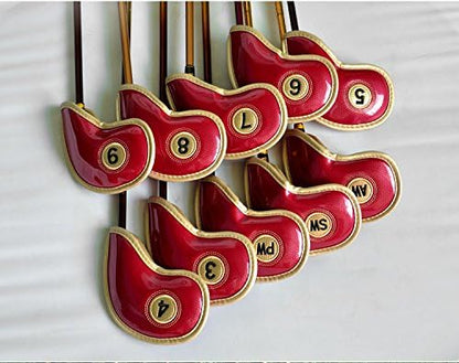 HISTAR 10pcs Crystal Pu Leather Golf Iron Head Covers Set Iron Club Headcover