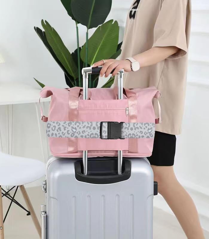 Luggage Straps for Suitcases Travel Belt Accessories, Cute Suitcase Strap, Adjustable Luggage Belt Strap, Heavy Duty with Quick-Release Buckle Luggage Strap Grey Leopard