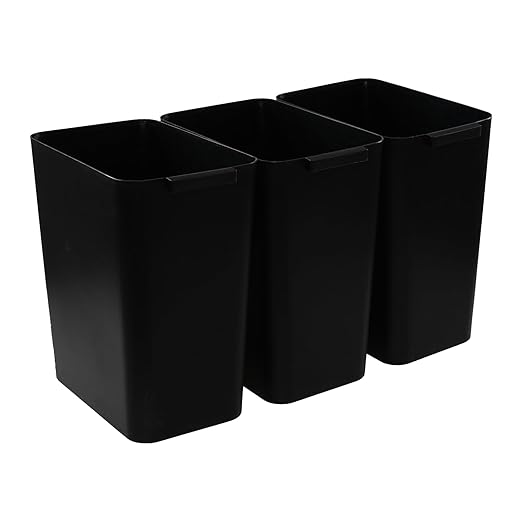 4.5 Gallon Plastic Office Wastebasket, Plastic Trash Cans, Black, 3 Packs