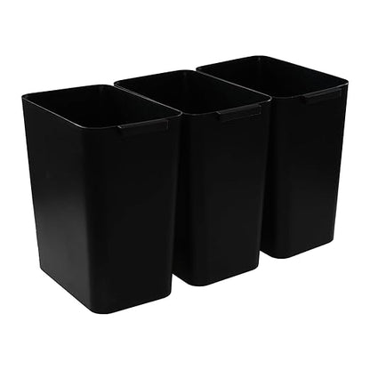 4.5 Gallon Plastic Office Wastebasket, Plastic Trash Cans, Black, 3 Packs