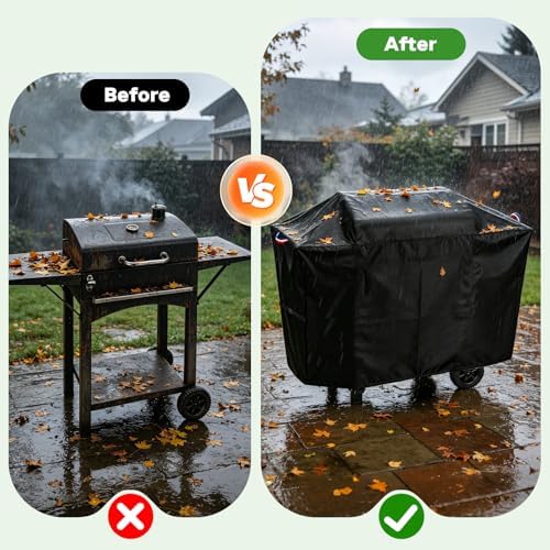 44 Inch Grill Cover for Charcoal Grills with Two Side Tables